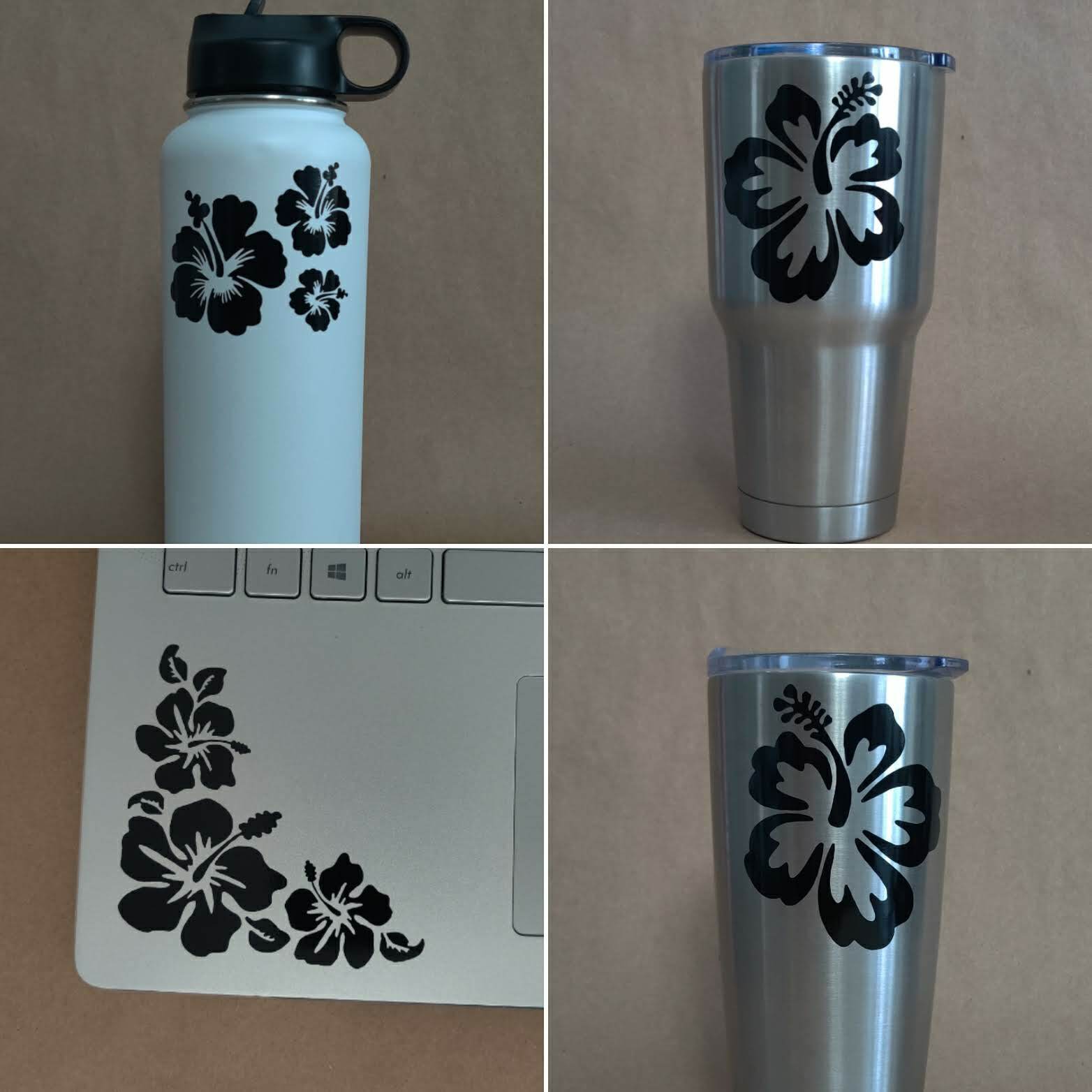 Hibiscus Hawaiian Flower Decals 4 Pack