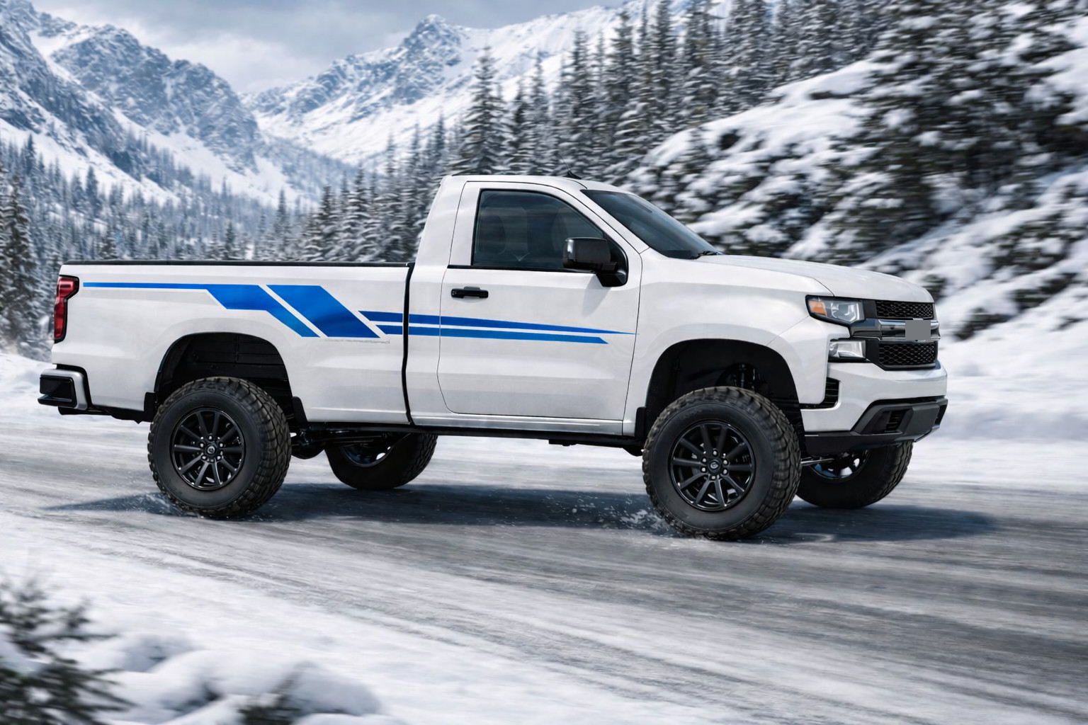 Sport Design Side Stripes Compatible With Chevy Silverado Premium Vinyl
