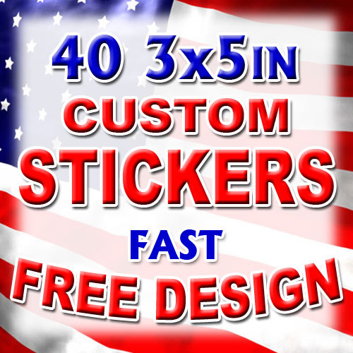 40 3×5 Custom Printed Full Color Outdoor Vinyl Car Bumper Sticker Decal Die Cut