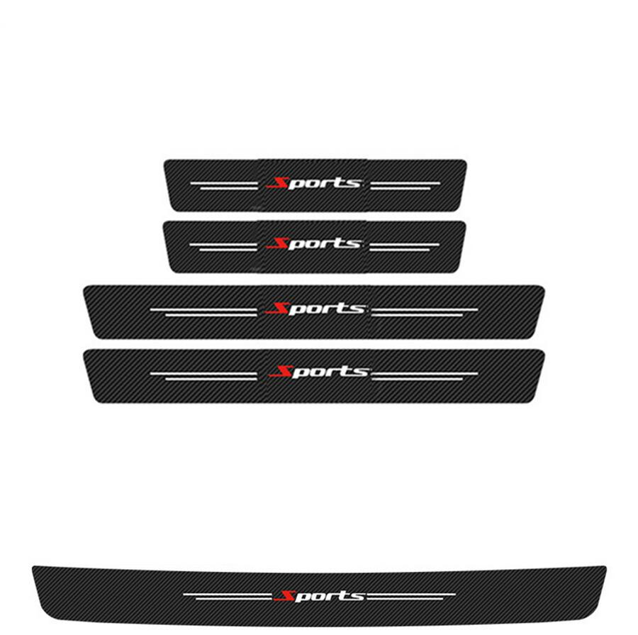 5Pcs Carbon Fiber Protector Film Anti-Scratch Stickers For Car Door Step Sill