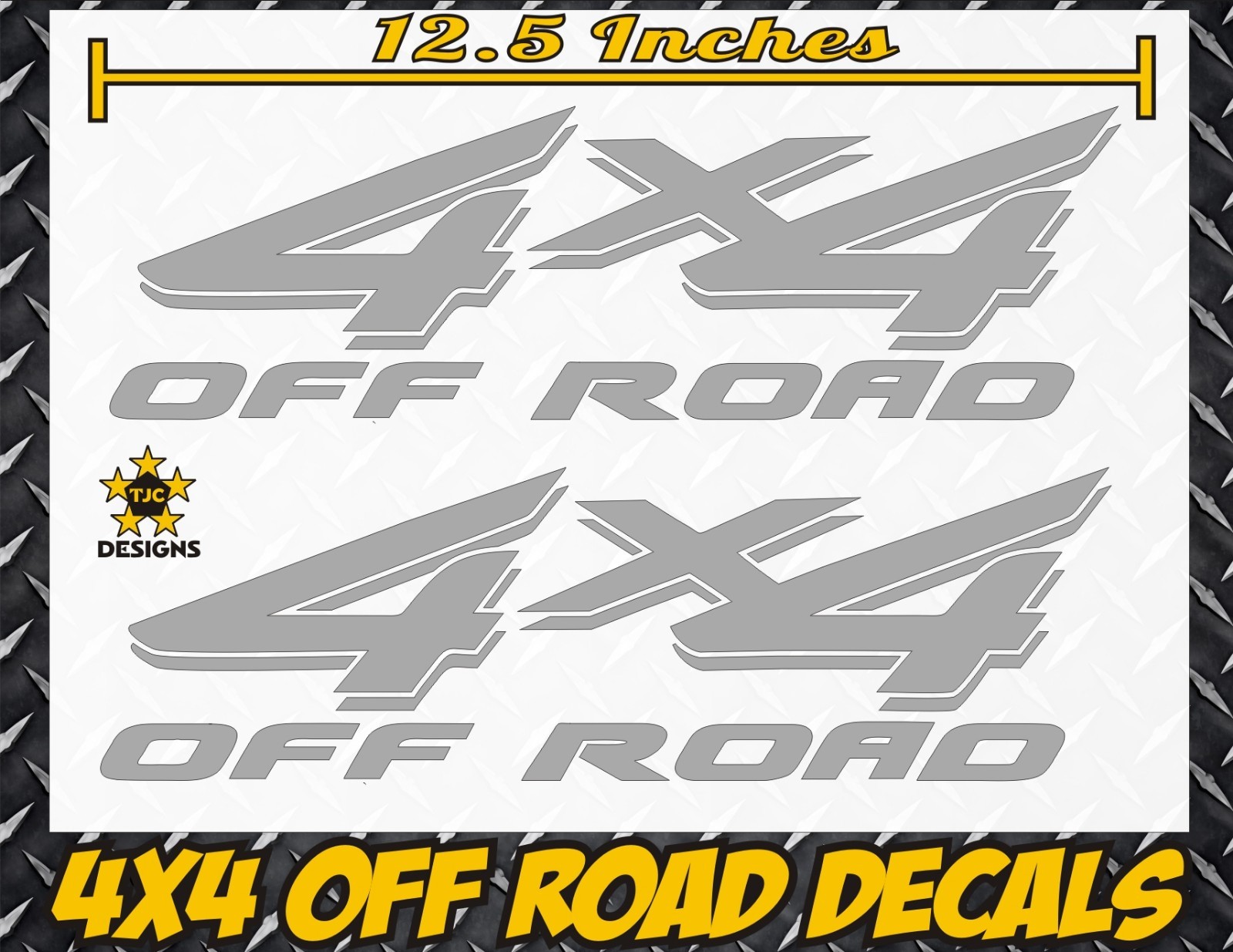 4×4 Truck Bed Decal Set METALLIC SILVER for Ford Super Duty F-250, F-150, Ranger
