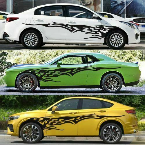 2x 280 X 42 CM Flame Graphic Side Skirts Body Door Decal Stickers For Most Car