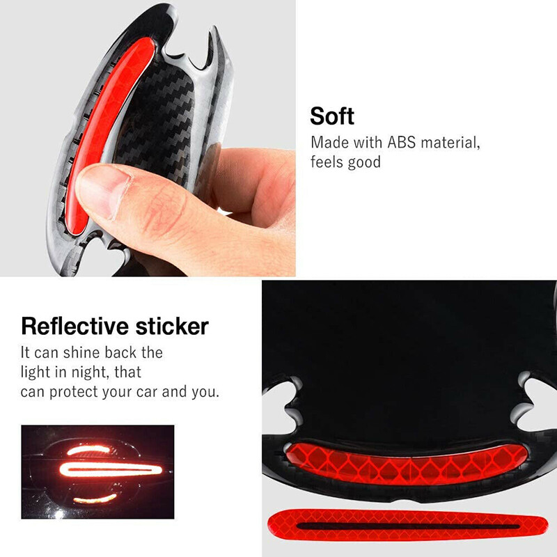 8x Reflective Car Door Handle Strip Safety Protective Film Sticker Xmas Gift US