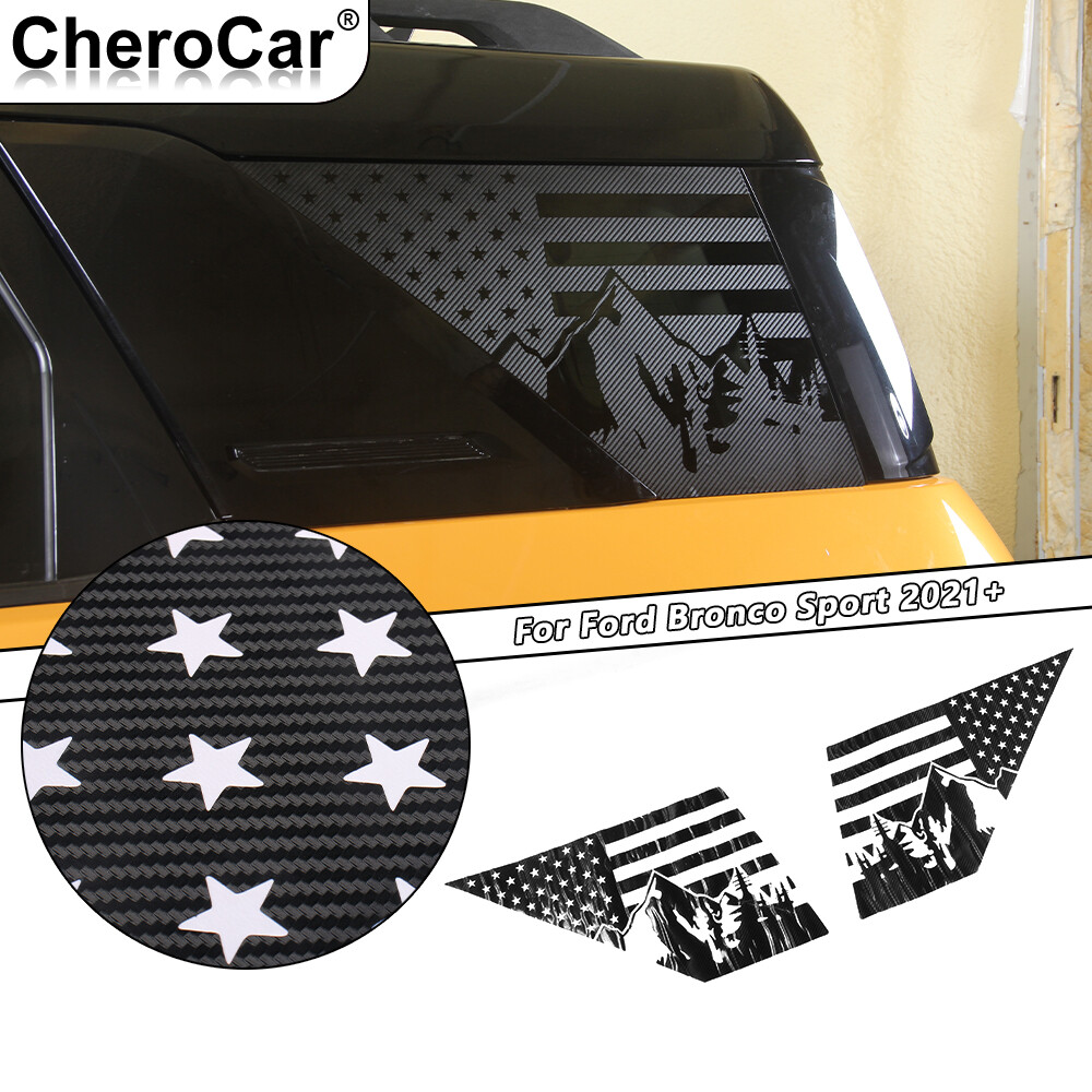 American Flag Rear Side Window Cover Trim Sticker For Ford Bronco Sport 2021-23