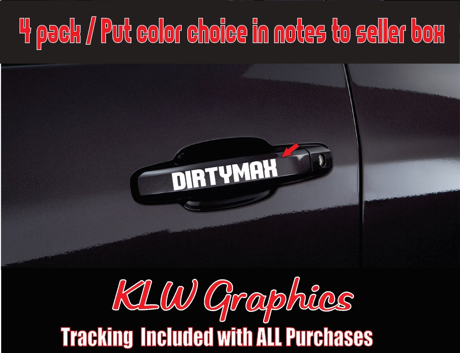 Dirtymax Door Handle Decals Stickers Turbo Diesel Truck Duramax 6.6 6.0 Crew Cab