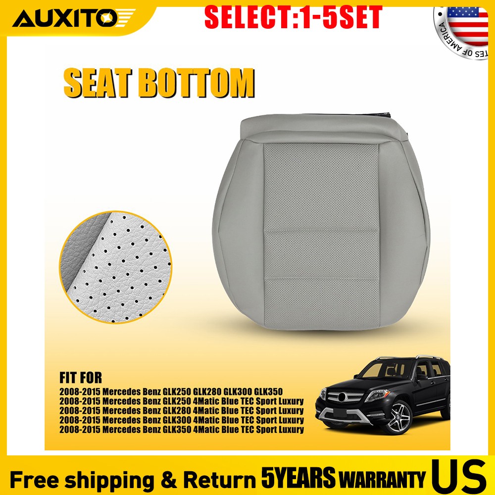 Gray Leather Driver Bottom Seat Cover For Mercedes Benz GLK250 GLK350 08-15 1-5X