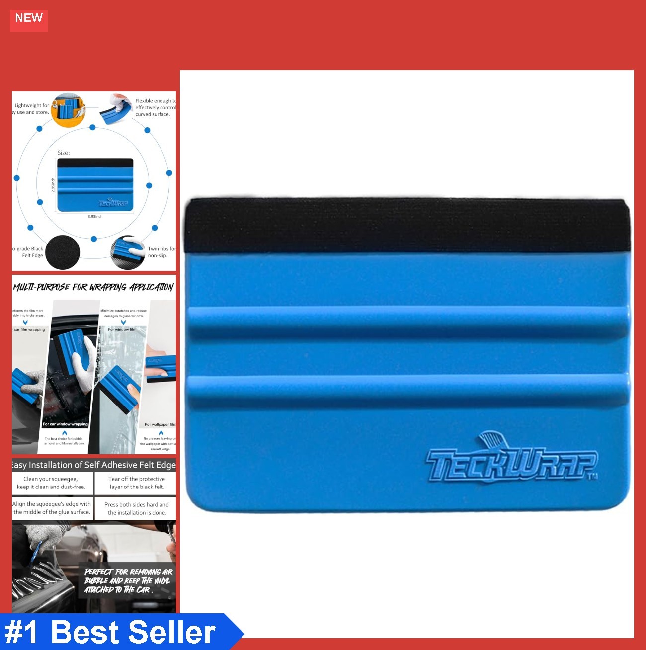 Plastic Felt Edge Squeegee 4 Inch Car Vinyl Decal Applicator Tool 1 Piece