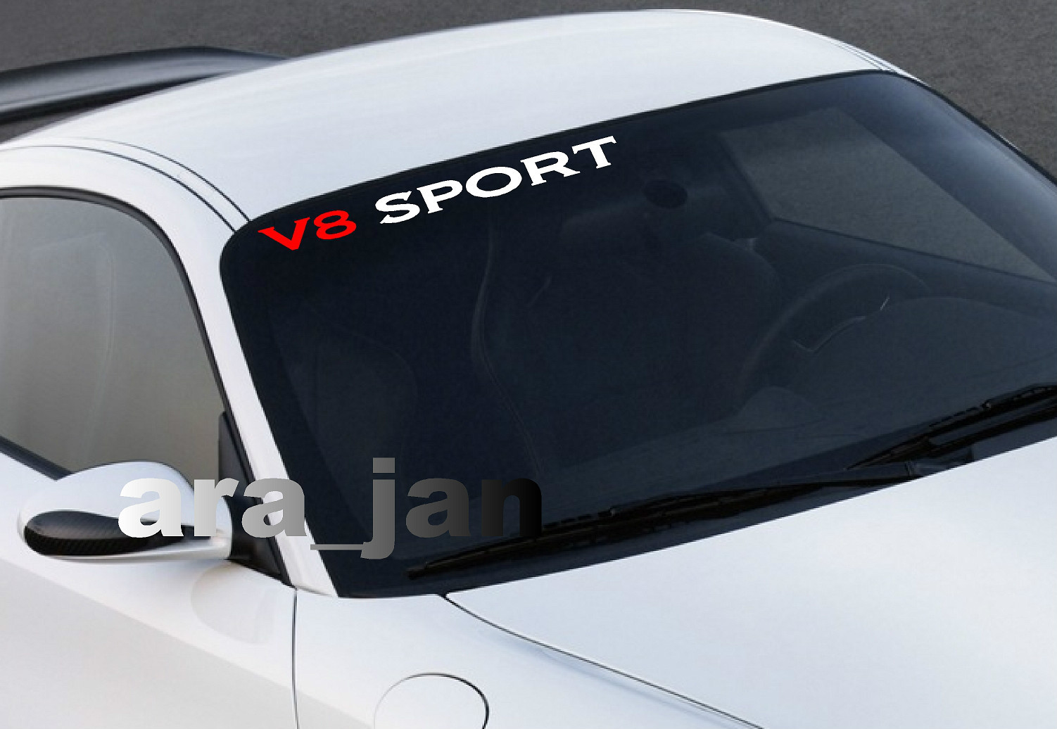 V8 SPORT windshield Vinyl Decal sticker racing speed car emblem logo WHITE/RED