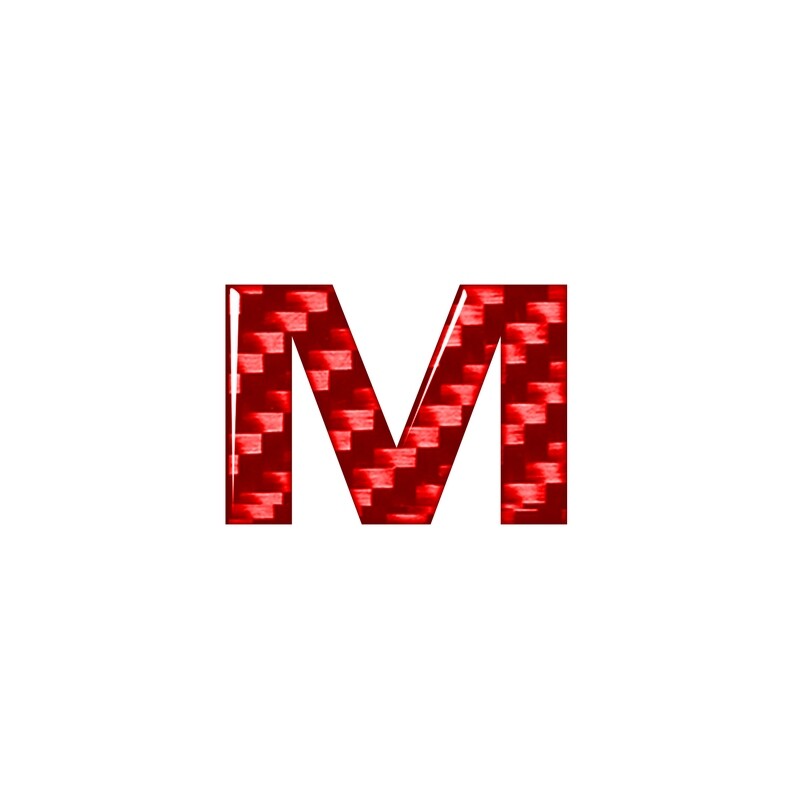 1pcs Red Real Carbon Fiber Car DIY Letter/Number Decals Sticker