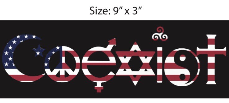 COEXIST Sticker Peace Hippie Jewish Christian US Flag Bumper Window 9”x 3” Vinyl