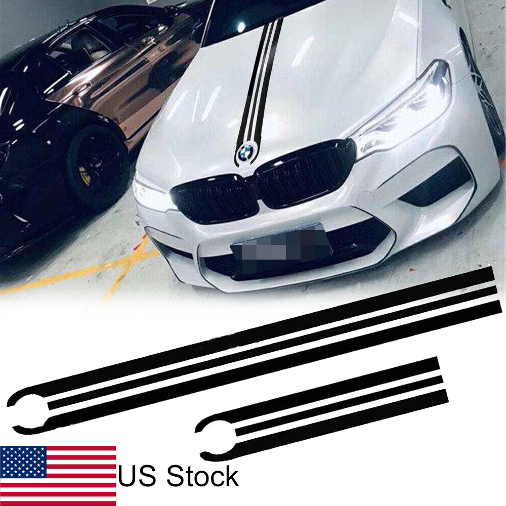 For BMW 1 3 4 5 X3 X5 X6 M3 M4 M5 M6 Black Bumper Bonnet Rear Trunk Decals 2Pcs