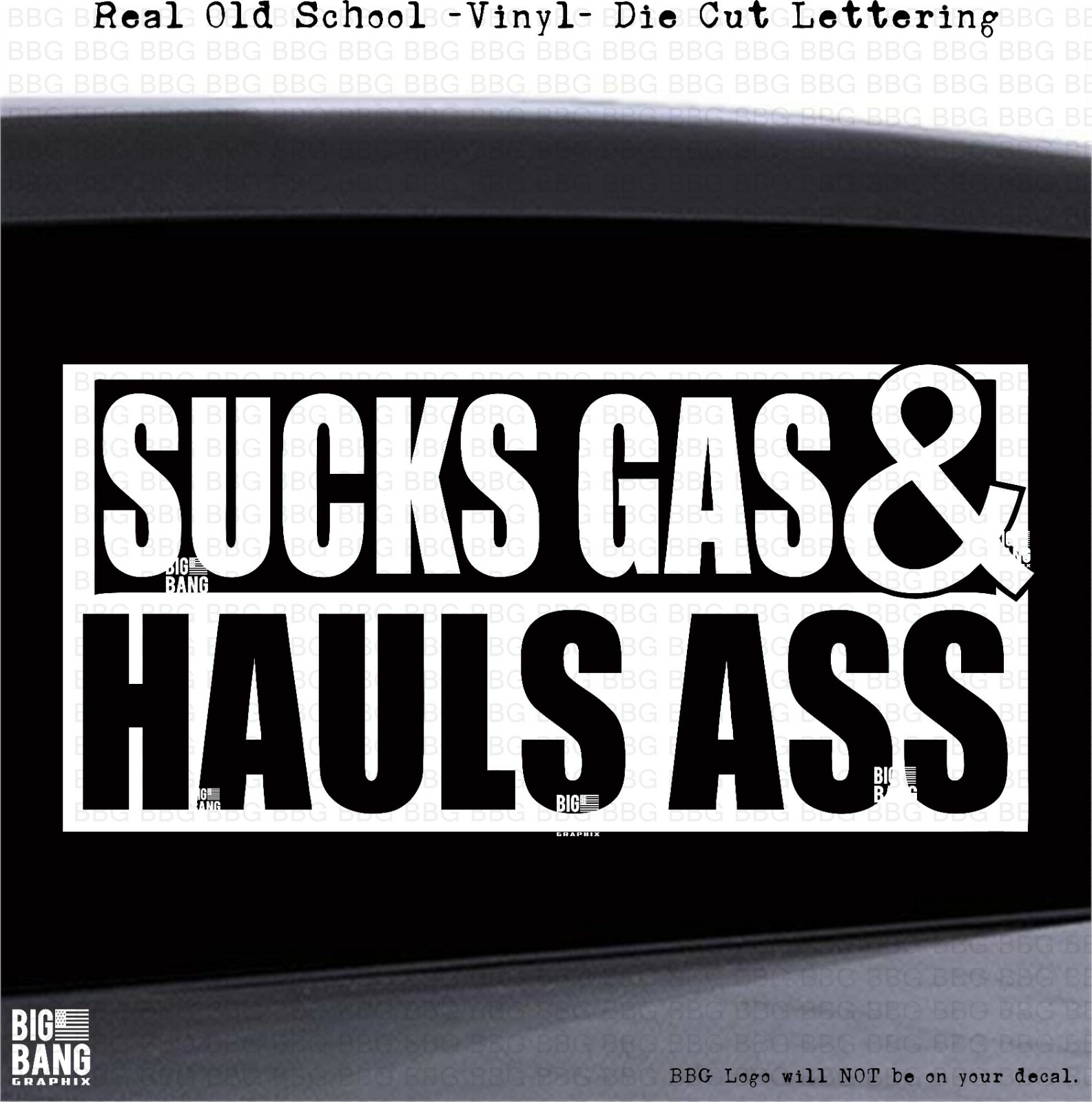 Sucks Gas & Hauls Ass Vinyl Decal Sticker SUV Truck Sports Car Hot Rod Window