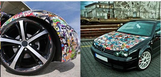 Car Body Sticker Decor Panda Cartoon Graffiti Bomb Vinyl Wrap Sheet DIY Decal