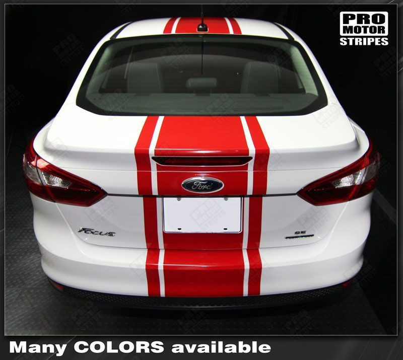Ford Focus 2011-2014 Pre-cut Over-The-Top Center Stripes Decals (Choose Color)