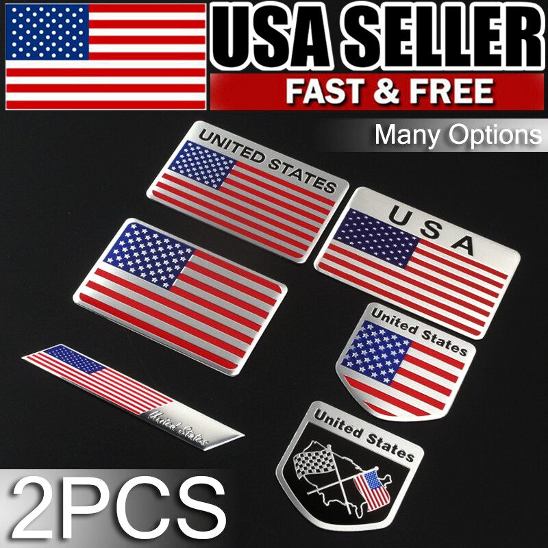 2Pcs Metal USA Flag Sticker American Decal Car Truck Body Emblem Accessories