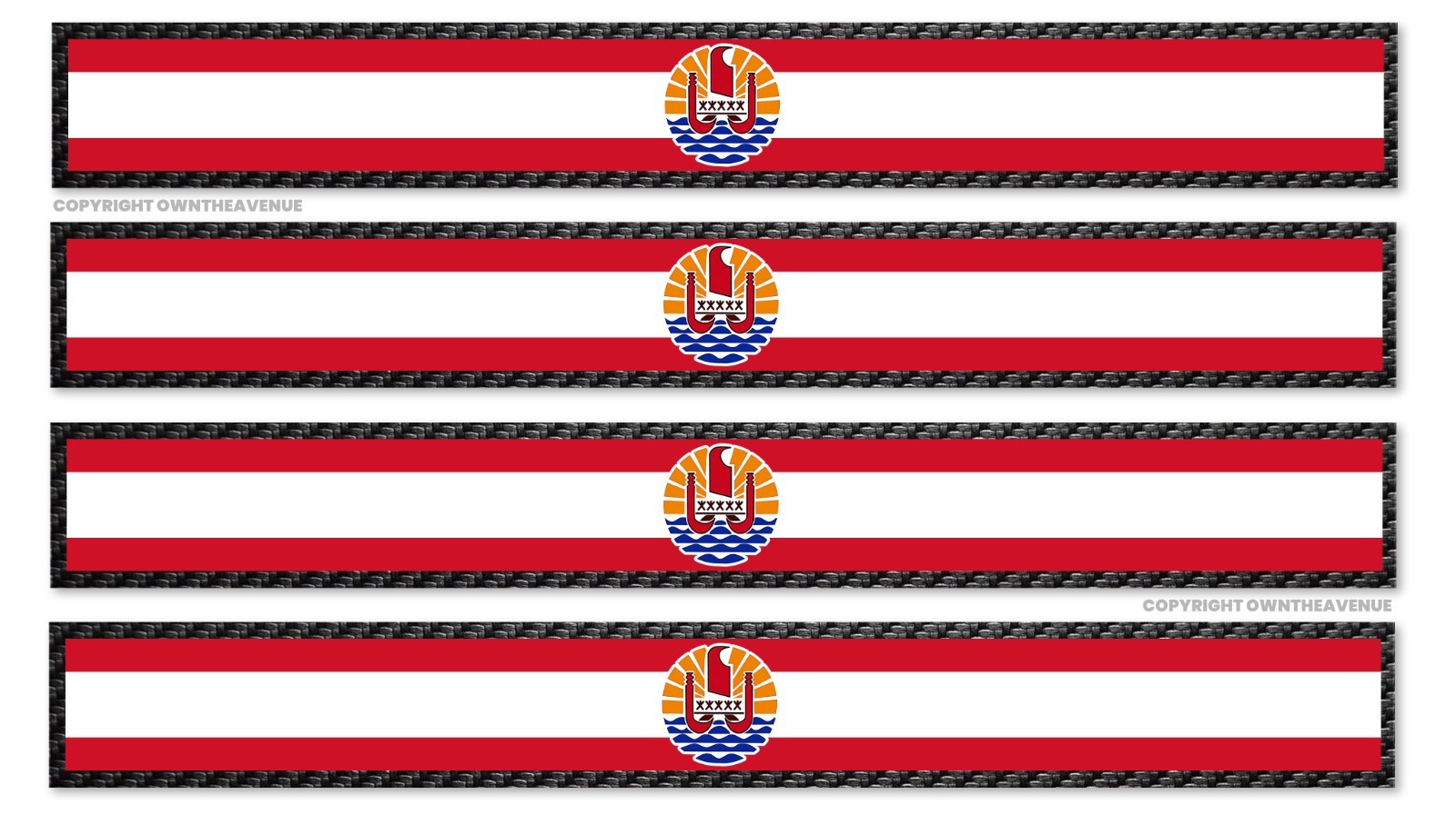 4Pcs Racing Stripes French Polynesia Flag Tahiti Sticker Decals 6″ Each