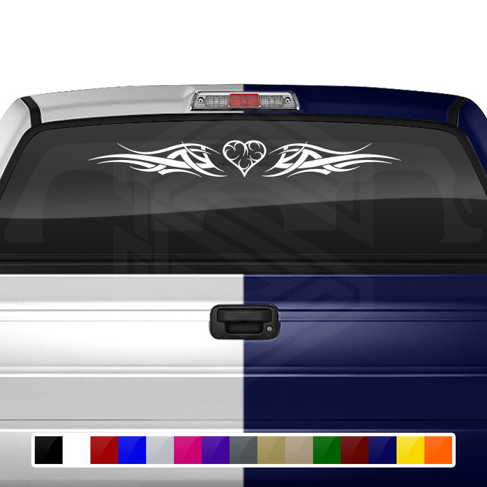 126-01 HEART Windshield Decal Window Sticker Vinyl Graphic Tribal Heart Car SUV