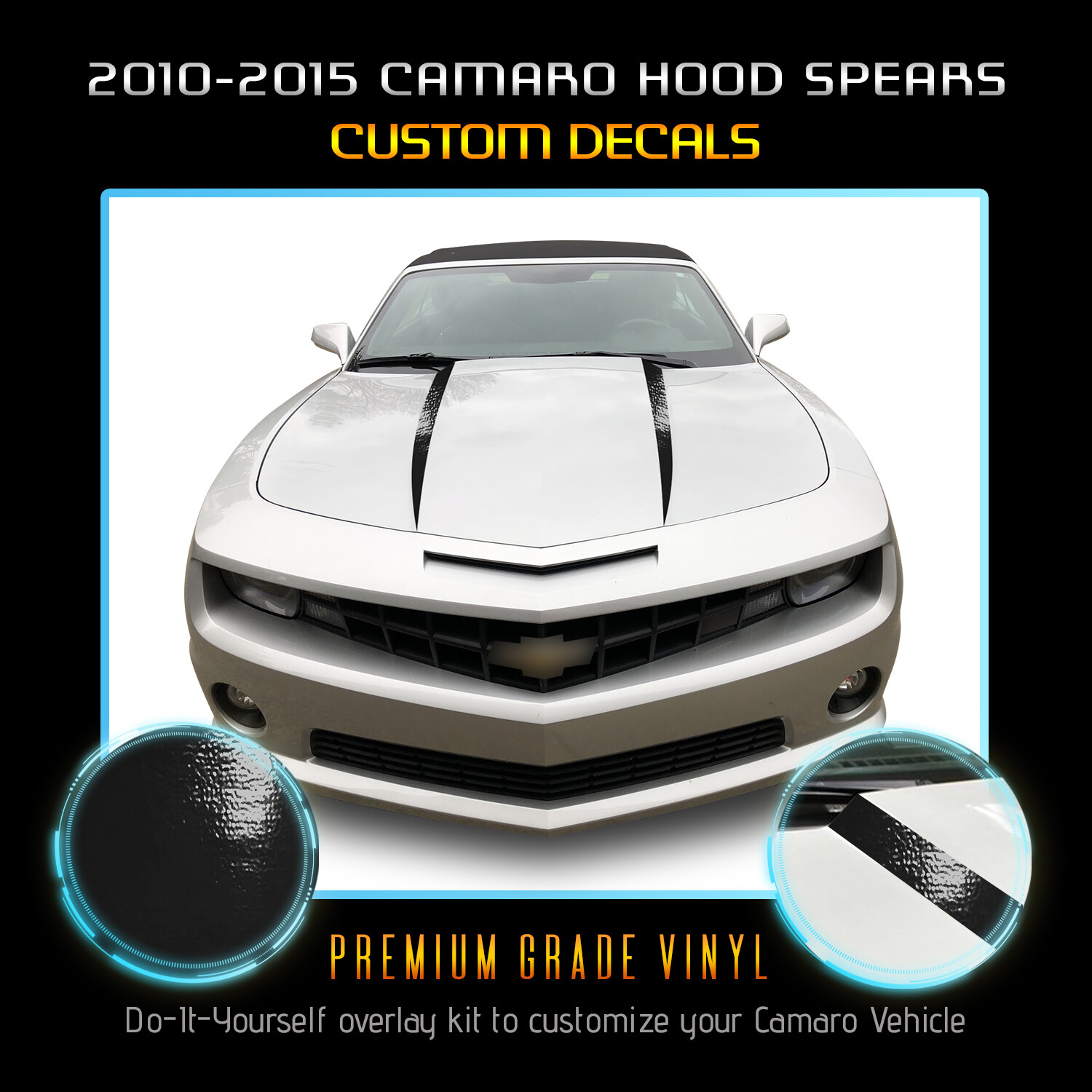 For 2010-2015 Chevy Camaro Hood Spears Stripes Graphic Vinyl Decal Glossy Matte