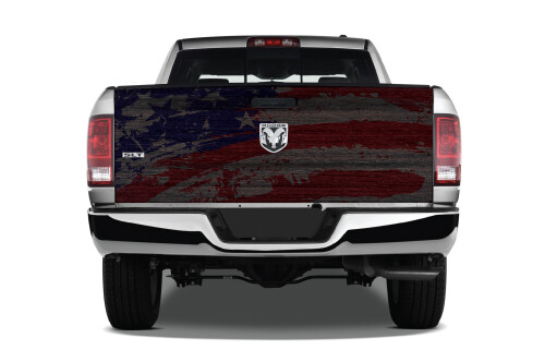 American Flag Grunge Wood Wrap Graphic Rear Tailgate Vinyl Decal Pickup Truck