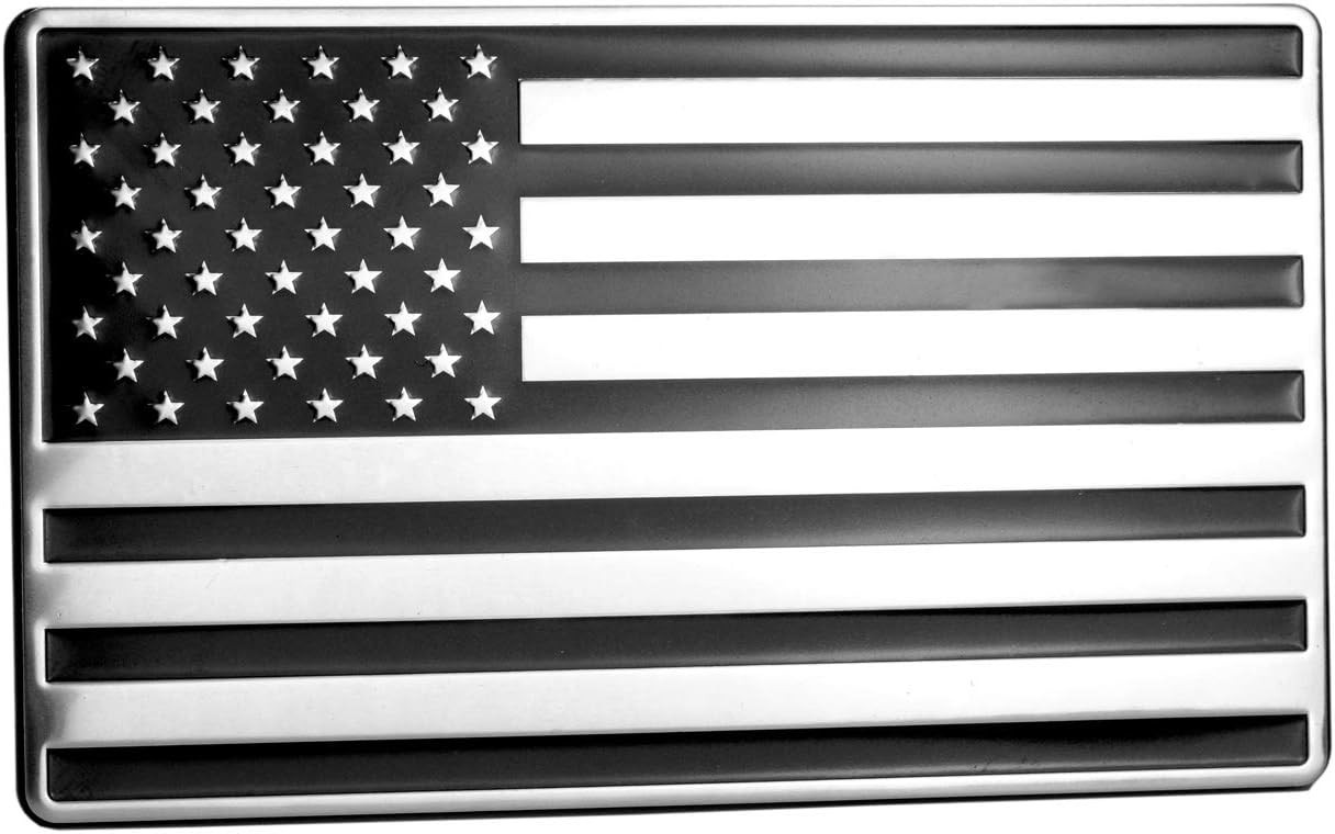 5×3 USA Embossed Stainless Steel Flag with Polished Chrome Finish – Car Emblem