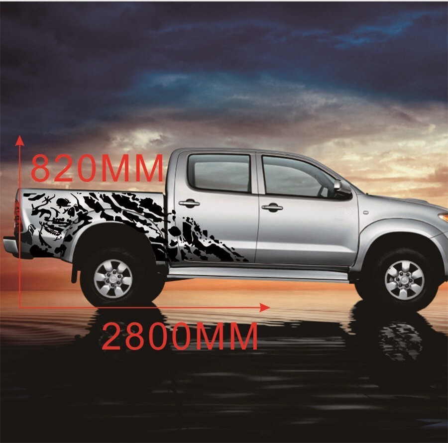 Pair Black Skull Graphics Sticker Body Vinyl Decal For Truck 4X4 Off Road Pickup