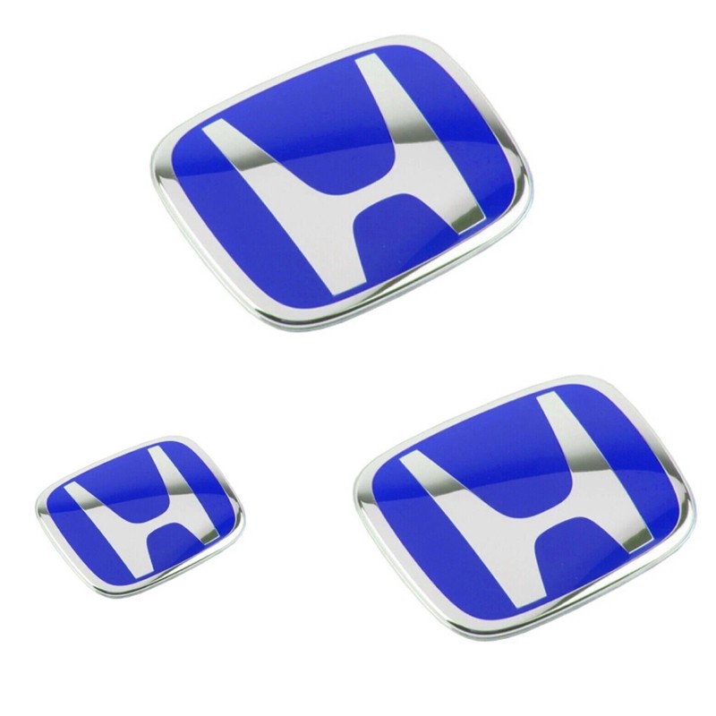 3PCS Front+Rear+Steering Emblem Red H Badge Fit For Honda Civic 4Door 2006-2015