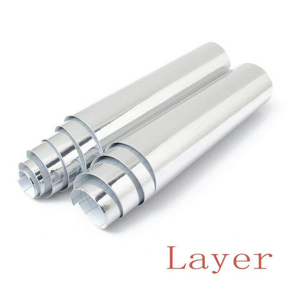 Silver Chrome Mirror Vinyl Wrap Film Roll Sheet Air Bubble 12 X 60 In
