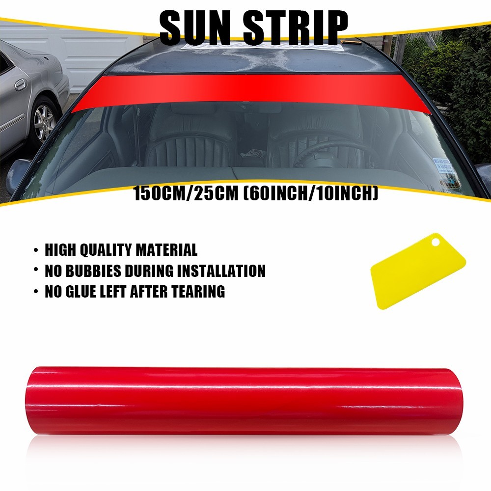 60″x10″ Red Window Sun Visor For DIY Car Front Windshield Strip Vinyl Sticker US