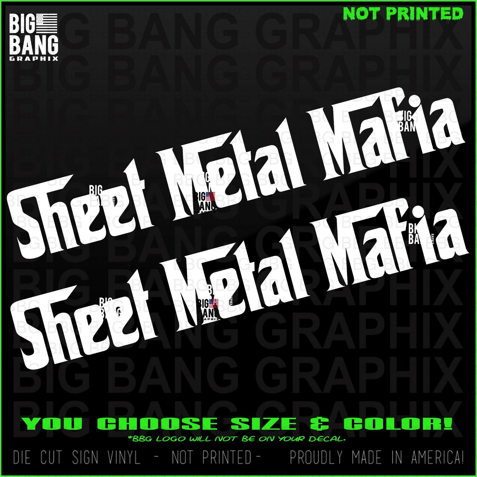 SHEET METAL MAFIA Vinyl (2) Decal Sticker SET SUV Car Truck Window Occupation