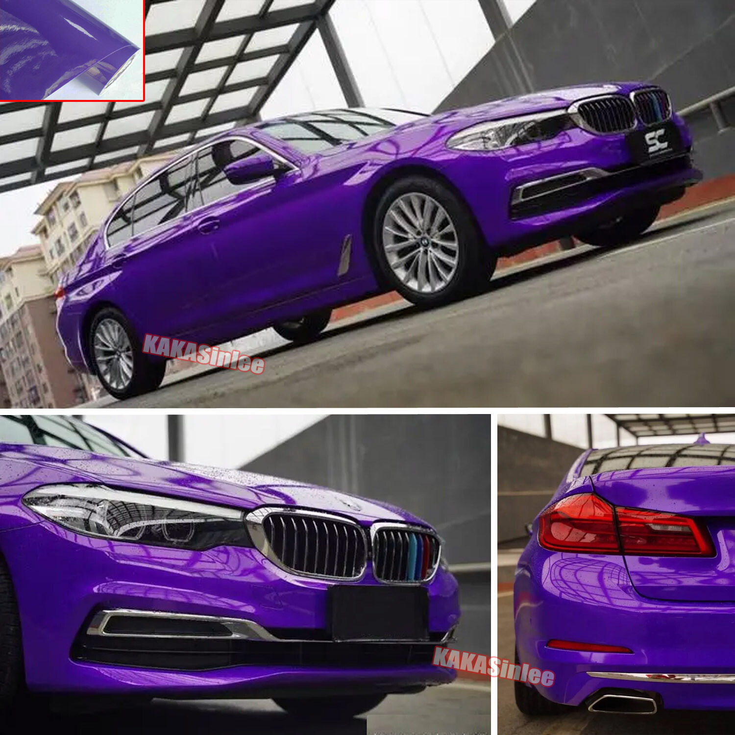 Bubbles Free Glossy Bright Purple Whole Car SUV Vinyl Wrap Hood Sticker Decal US