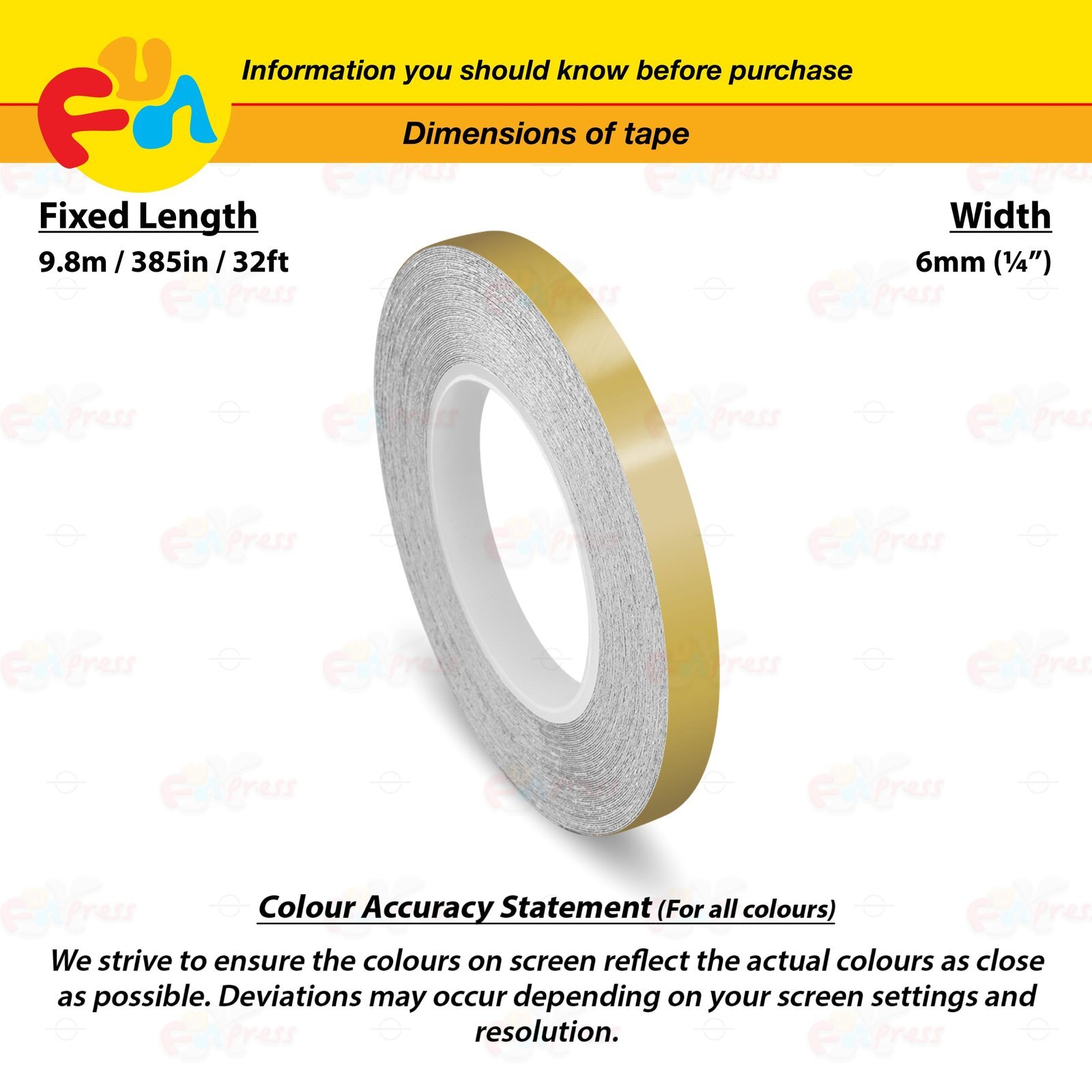 GOLD 1/4″ 6mm Roll PIN STRIPE Car Model Bike Streamline TAPE Decal Vinyl Sticker
