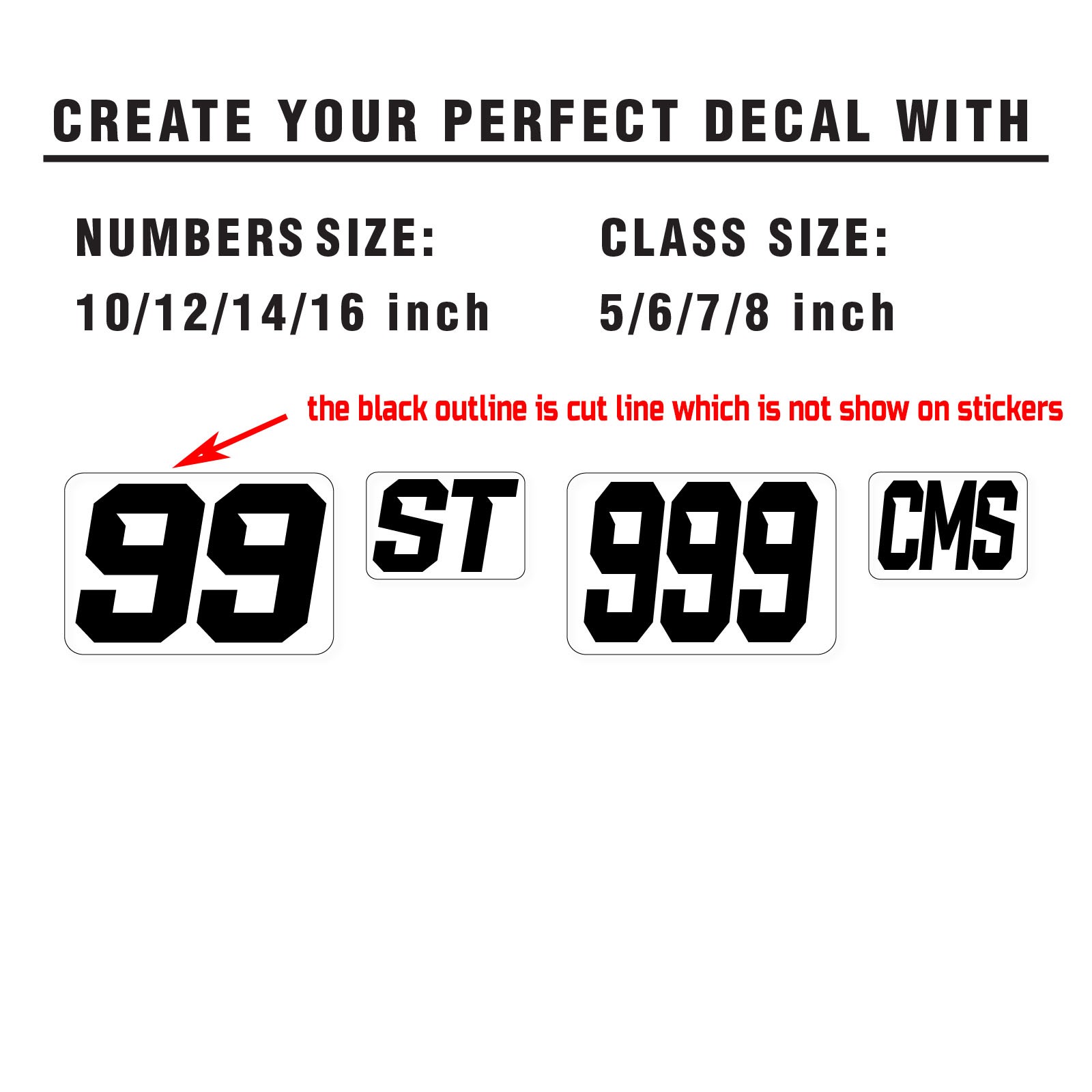 Custom Autocross Number Class Magnet Decal x2 10-16 inch – Black White Plate