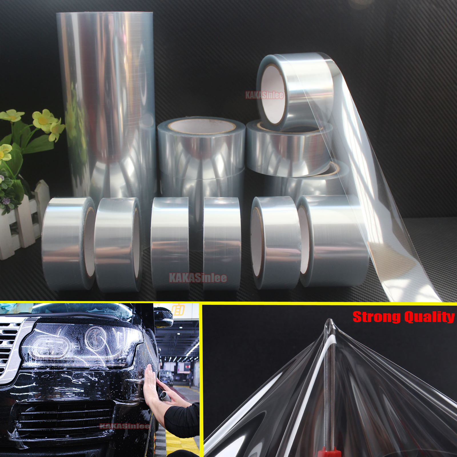 12″ Wide Glossy Invisible Clear Car Paint Protective Film Vinyl Wrap Tape – CF