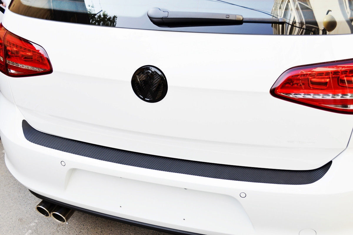 Universal Car Rear Guard Bumper Anti Scratch 5D Black Carbon Fiber Sticker Decal