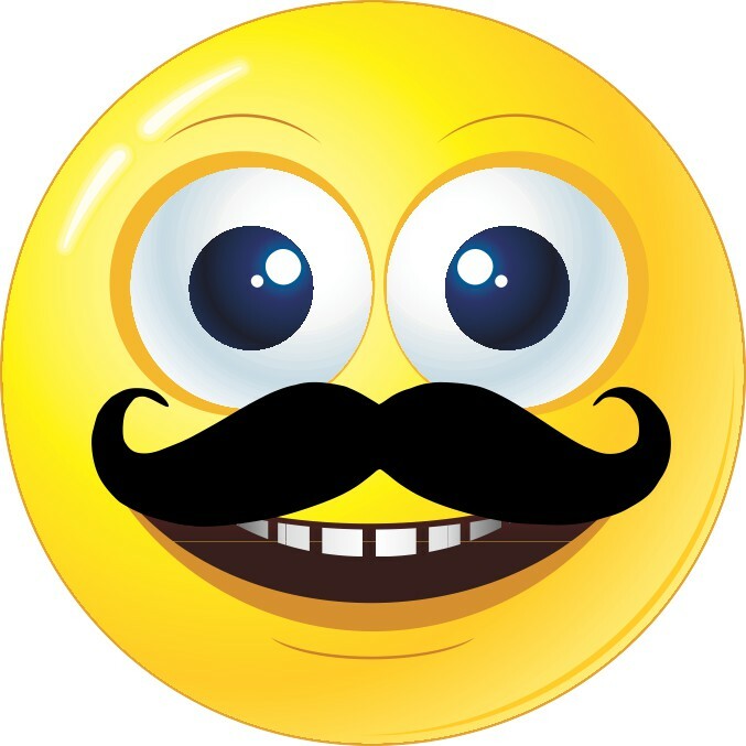 4.5in x 4.5in Mustache Happy Face Sticker Car Truck Vehicle Bumper Decal