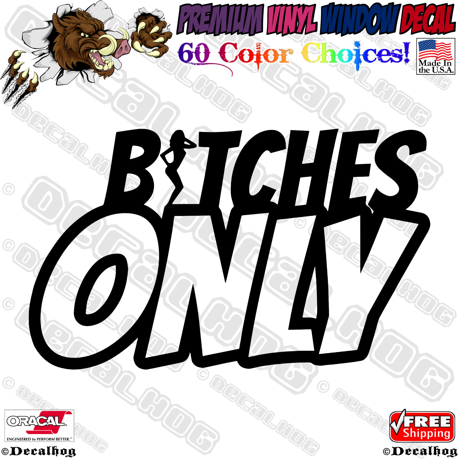 Bitches Only Adult Sassy Car Truck Window Wall Laptop Gift Vinyl Decal Sticker.