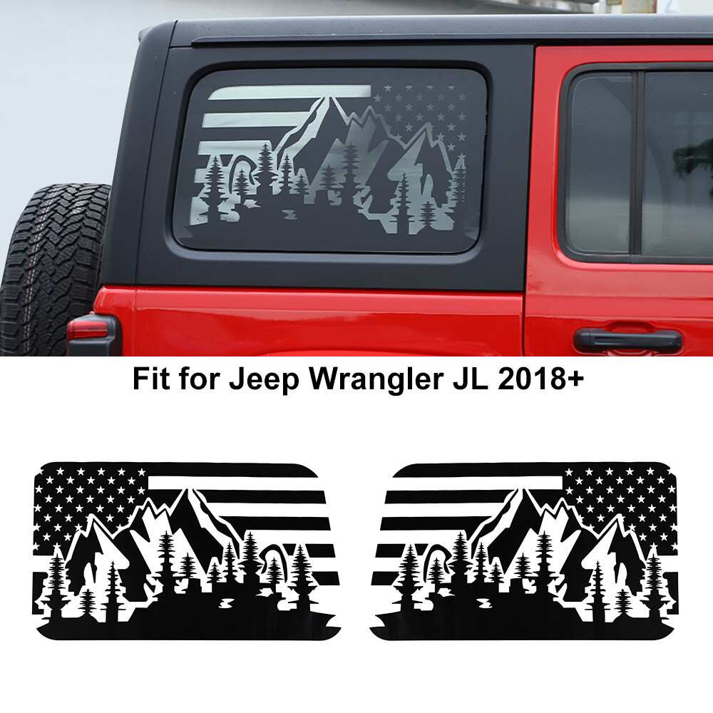 Rear Window Glass Panel Decal Sticker Cover Decor For Jeep Wrangler JL 2018-2024