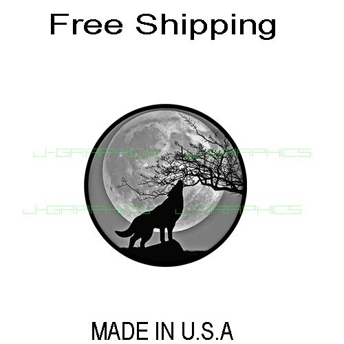 Wolf Howling Moon Vinyl Decal Sticker Bumper Window Helmet Tablet Alaskan Yukon