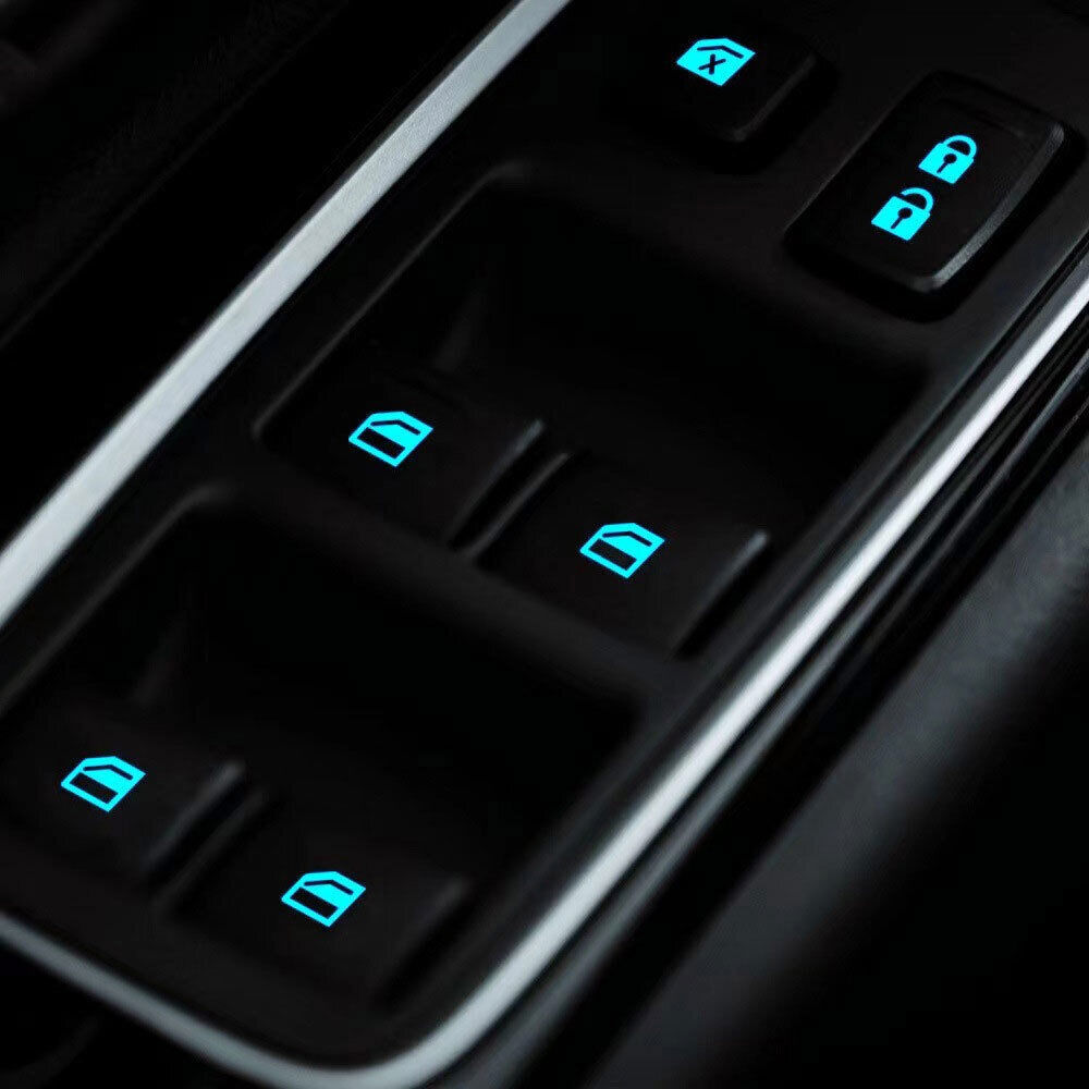 Car Door Window Switch Luminous Blue Sticker Night Safety Decal Glow In The Dark