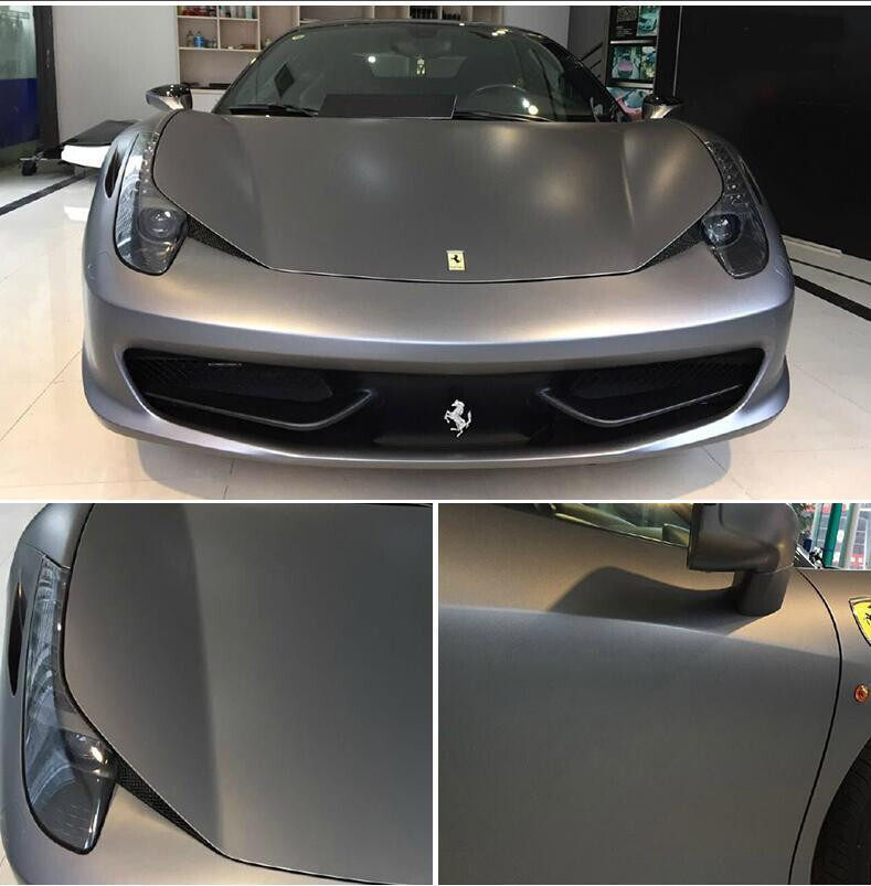 50FT x 5FT Gray Metallic Matte Satin Chrome Vinyl For Whole Car Wrapping Film US