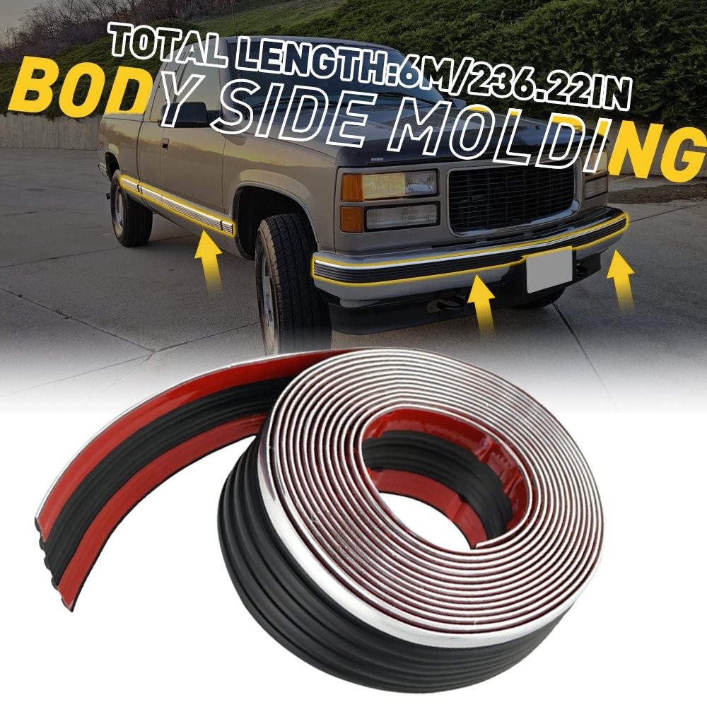 6M Body Side Molding Black & Chrome Universal For Chevy GMC Tahoe Yukon Sub 2SET