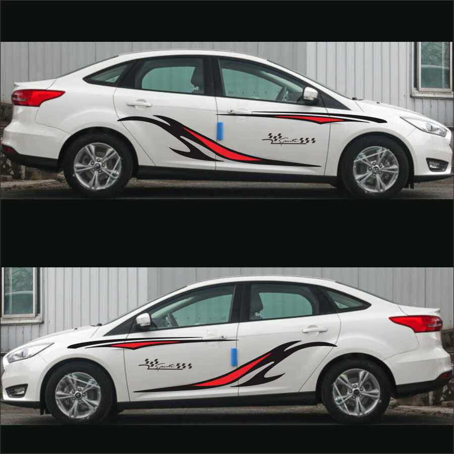 New Black+Red Stickers Stripes Graphics Vinyl Graphics Decals For Truck SUV Car