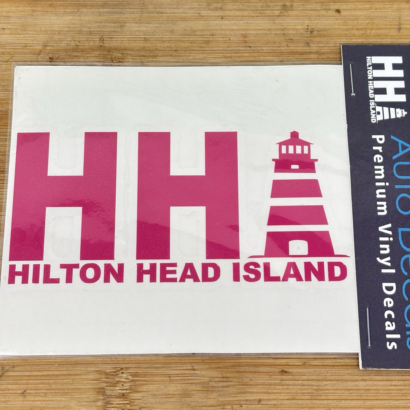 *NEW* HHI Hilton Head Island SC Auto Decal 5″ x 3″ Pink Lighthouse Vinyl