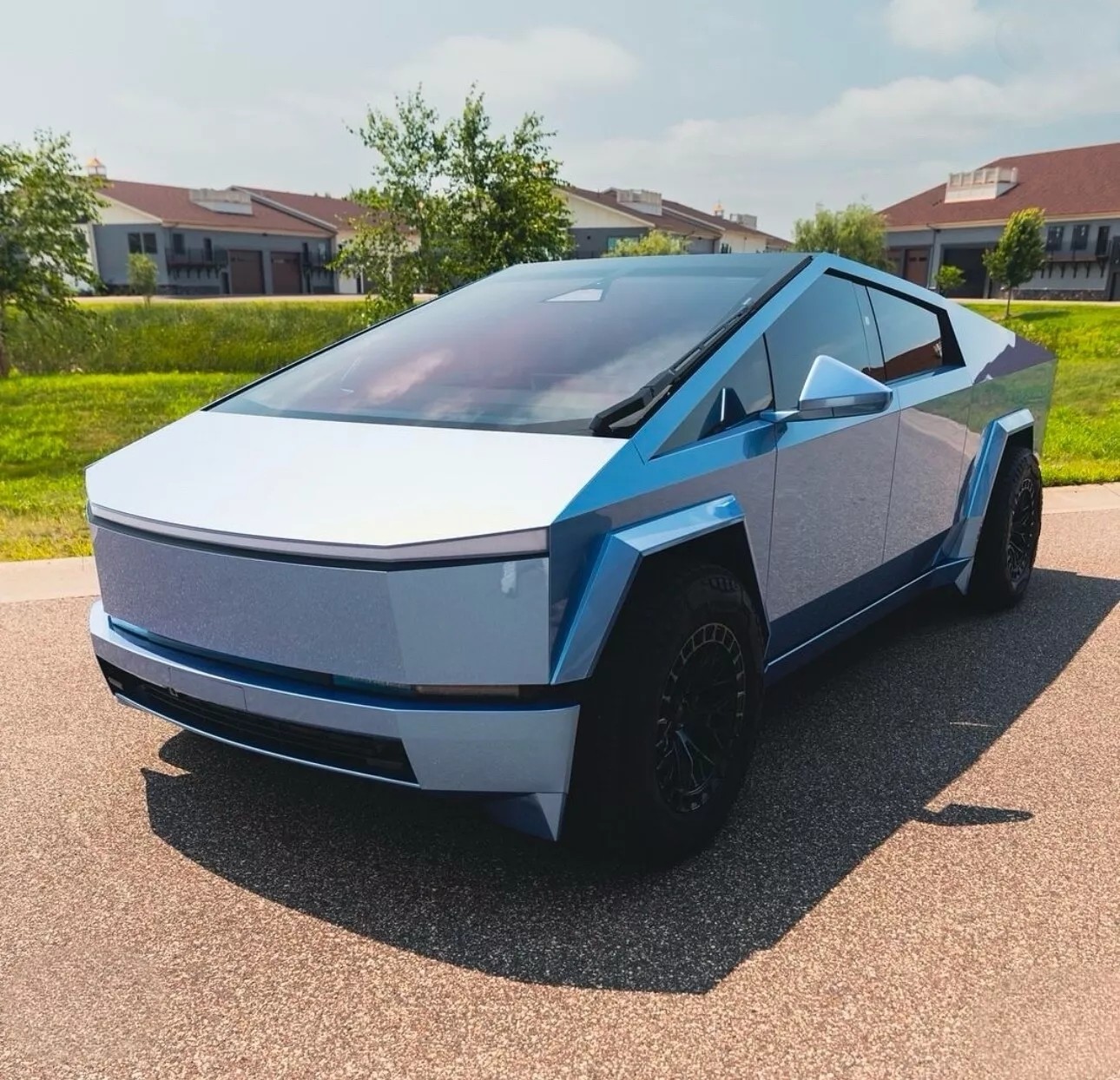 Cybertruck DIY PPF Paint Protection Film Wrap Color Change Gloss Glacier Blue