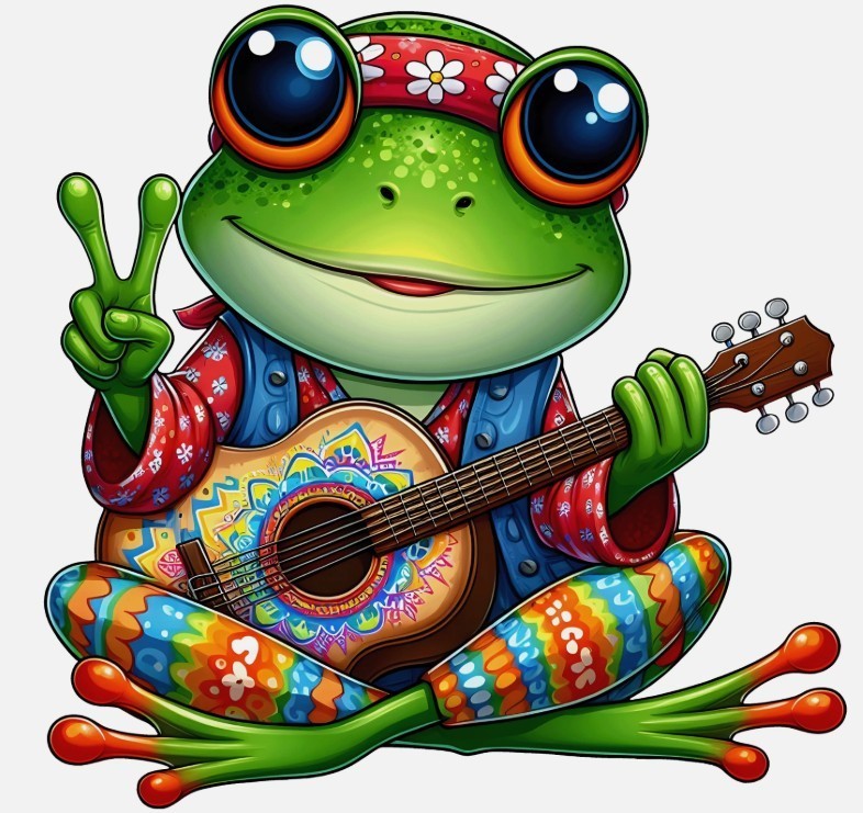Peace Frog Banjo Sticker (5 Inch) Waterproof Adhesive Peel & Stick Car Bumper