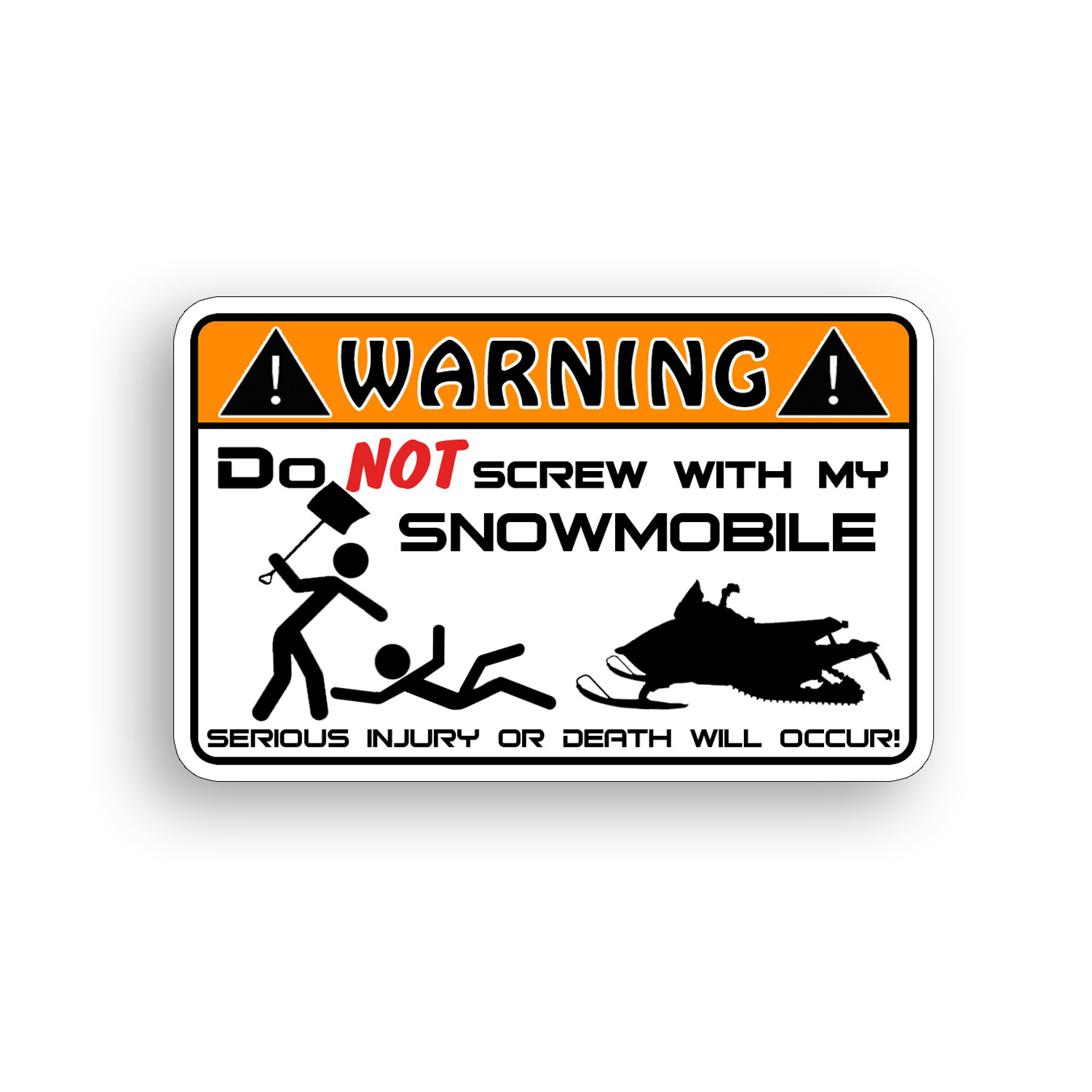 Snowmobile Warning Sticker Funny Caution Decal Snow Ski Sled Race Graphic Bumper
