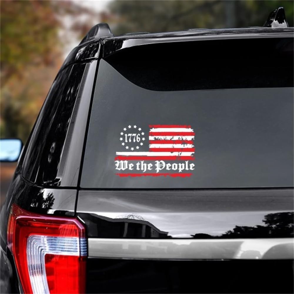 1776 We The People American Flag Decal Distressed American Flag Sticker for C…