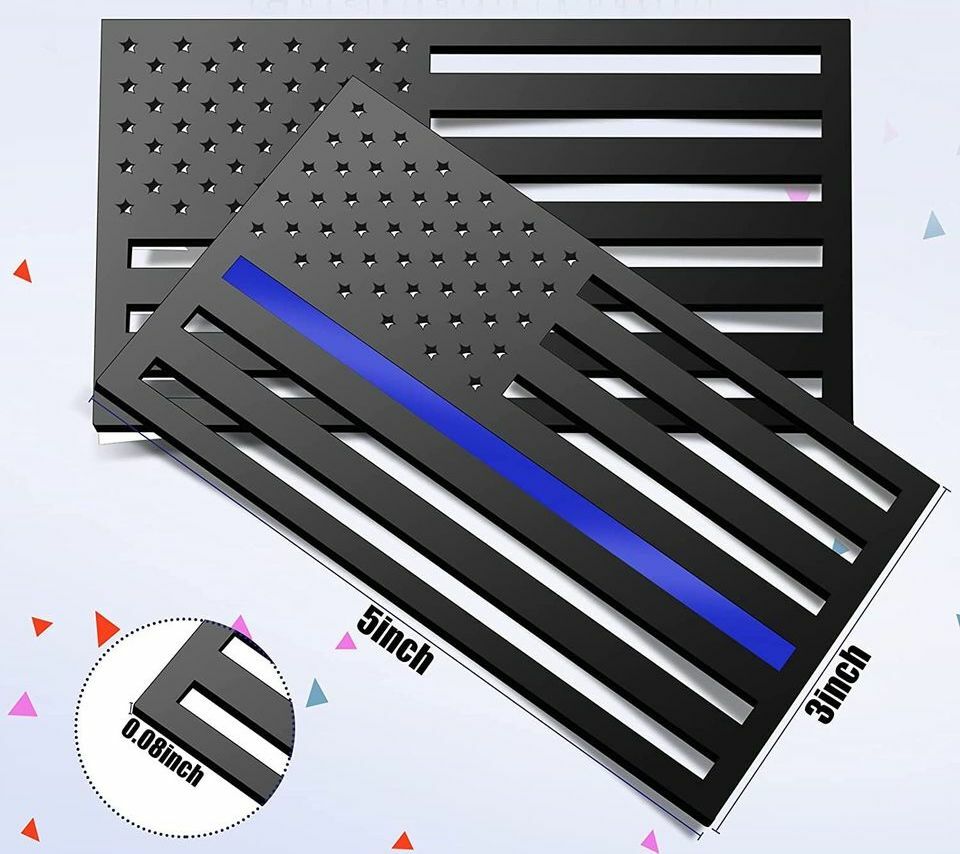 5″x 3″ Thin Blue Flag Fender Emblem Sticker Forward & Reverse Set Acrylic