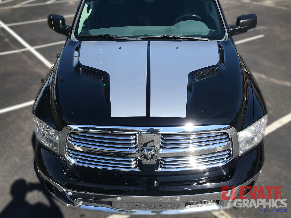 2009-2018 For Dodge Ram 1500 Decals Sport Hood Stripes Graphics Vinyl Stickers