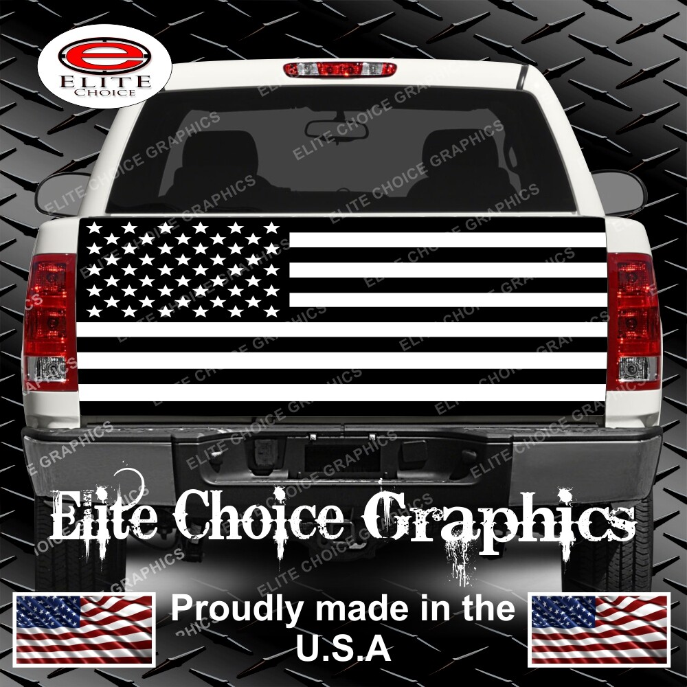 American Flag Black and White Tailgate Wrap Vinyl Graphic Decal Wrap